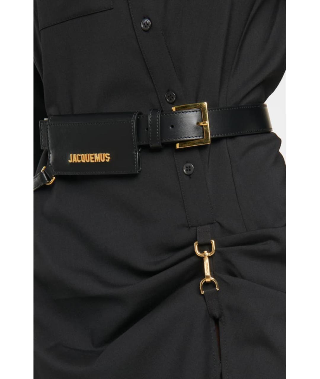 JACQUEMUS Черный кожаный ремень, фото 3