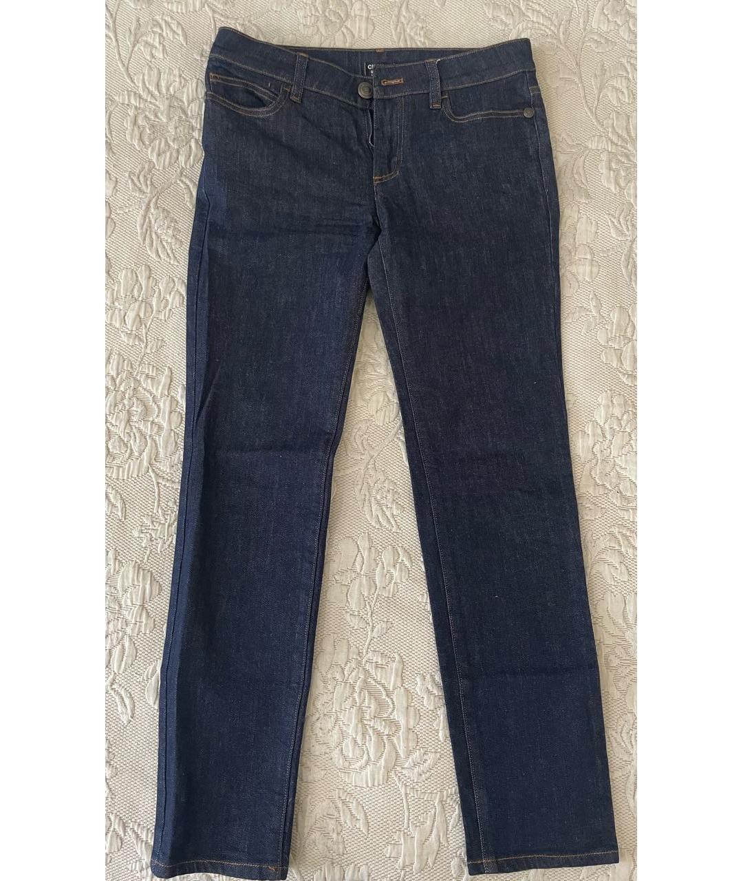 CHANEL PRE-OWNED Темно-синие хлопковые прямые джинсы, фото 5