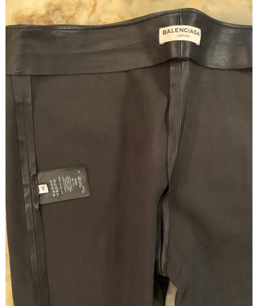 BALENCIAGA Черные кожаные брюки узкие, фото 5