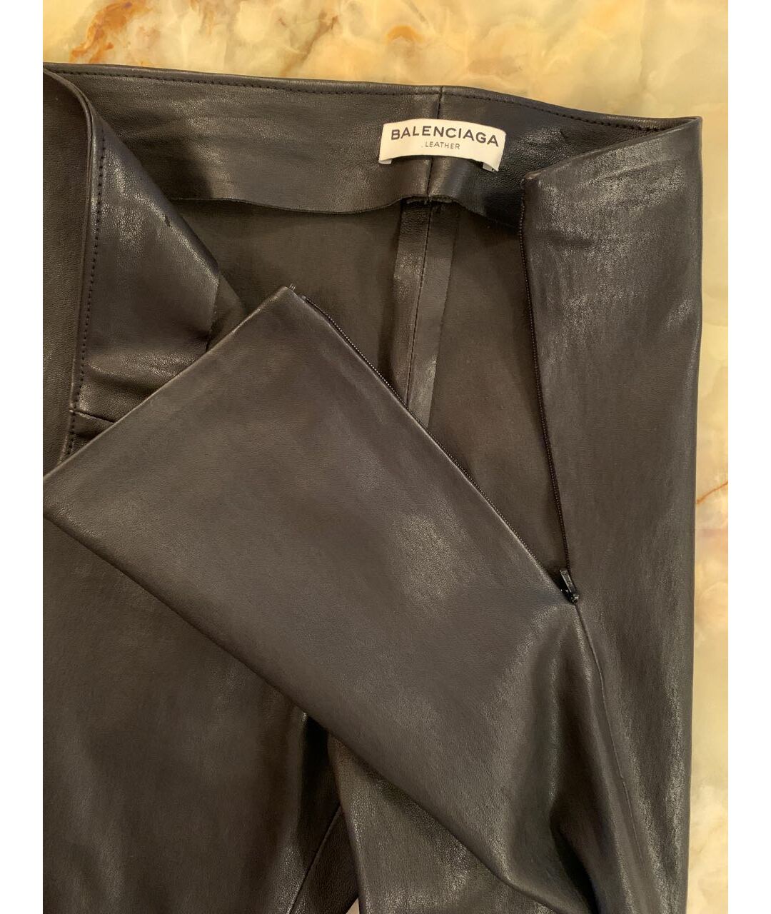BALENCIAGA Черные кожаные брюки узкие, фото 7