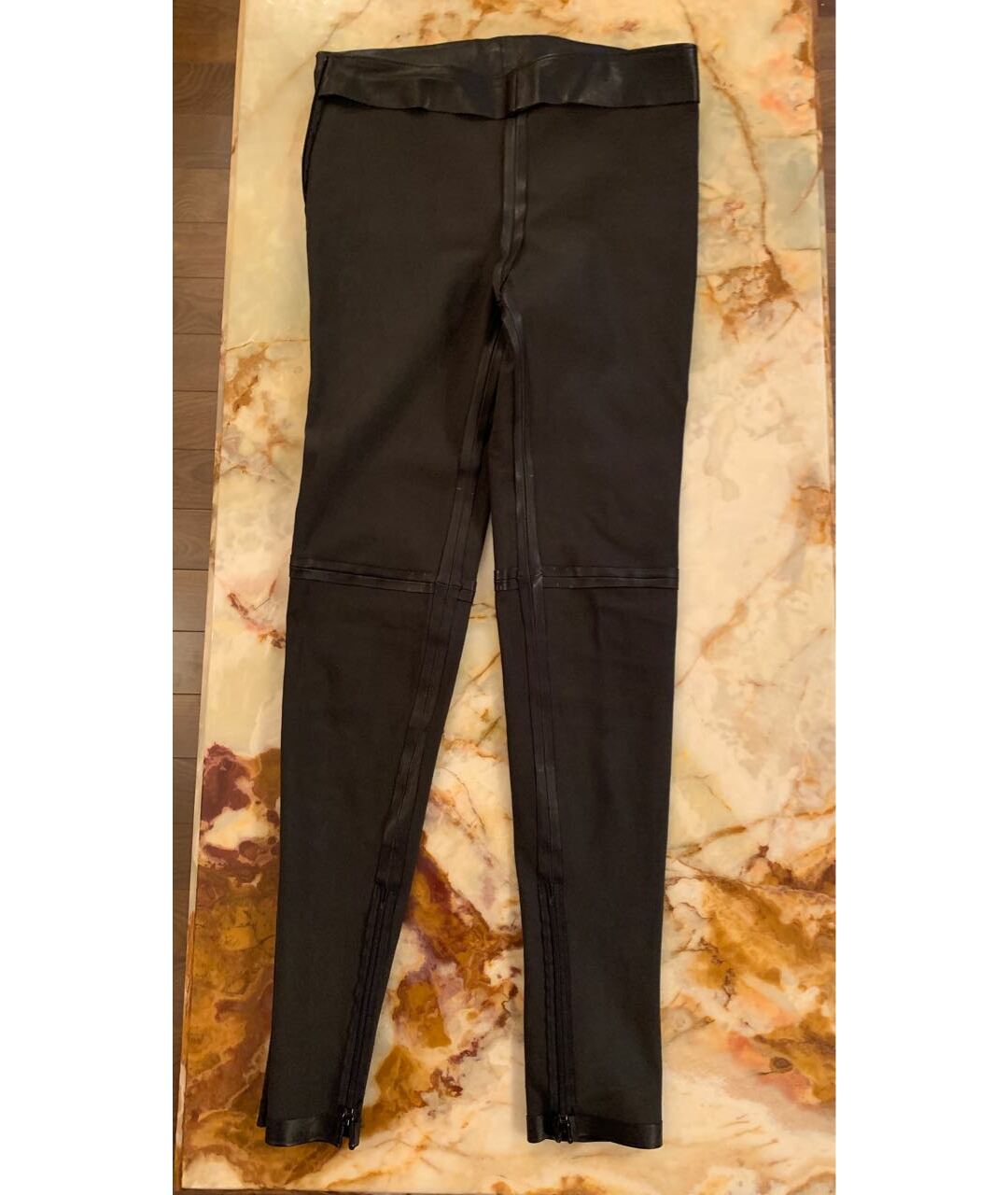 BALENCIAGA Черные кожаные брюки узкие, фото 4