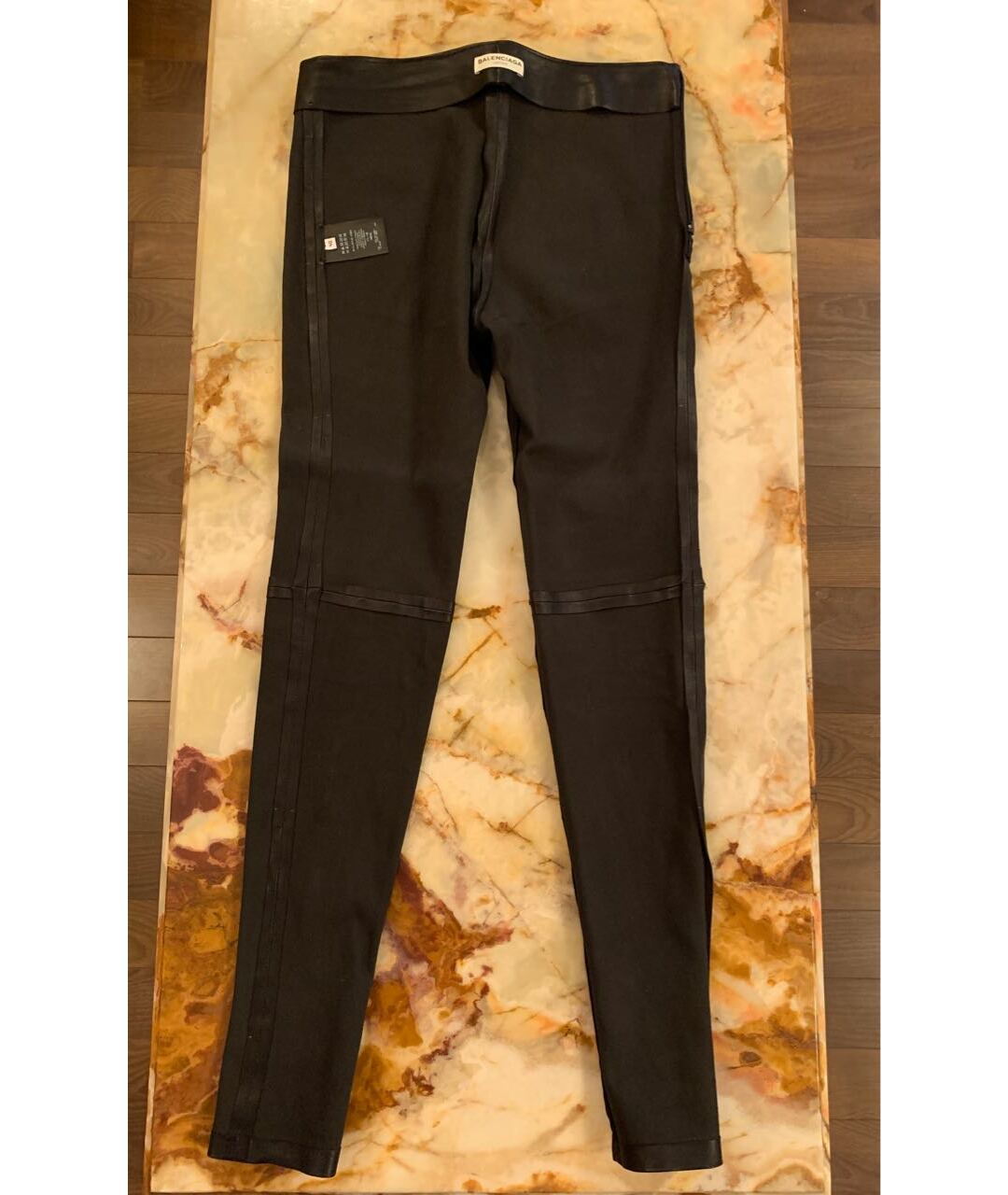 BALENCIAGA Черные кожаные брюки узкие, фото 3