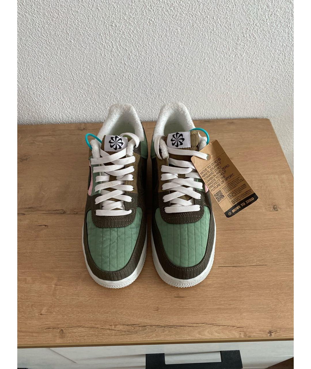NIKE Зеленые текстильные низкие кроссовки / кеды, фото 2