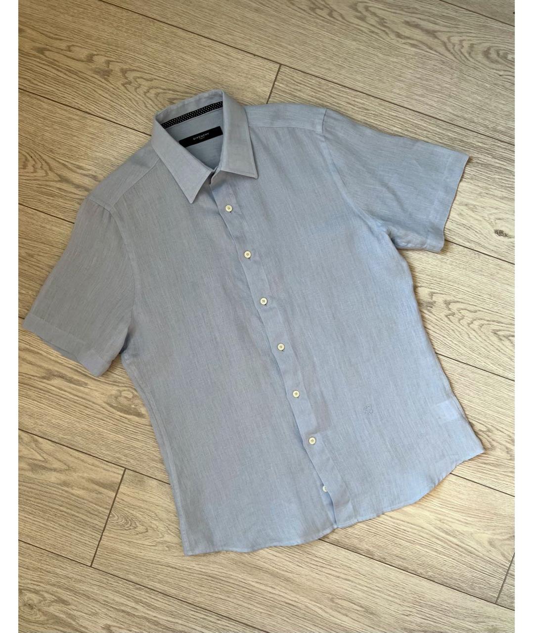 GIVENCHY Голубая льняная классическая рубашка, фото 9
