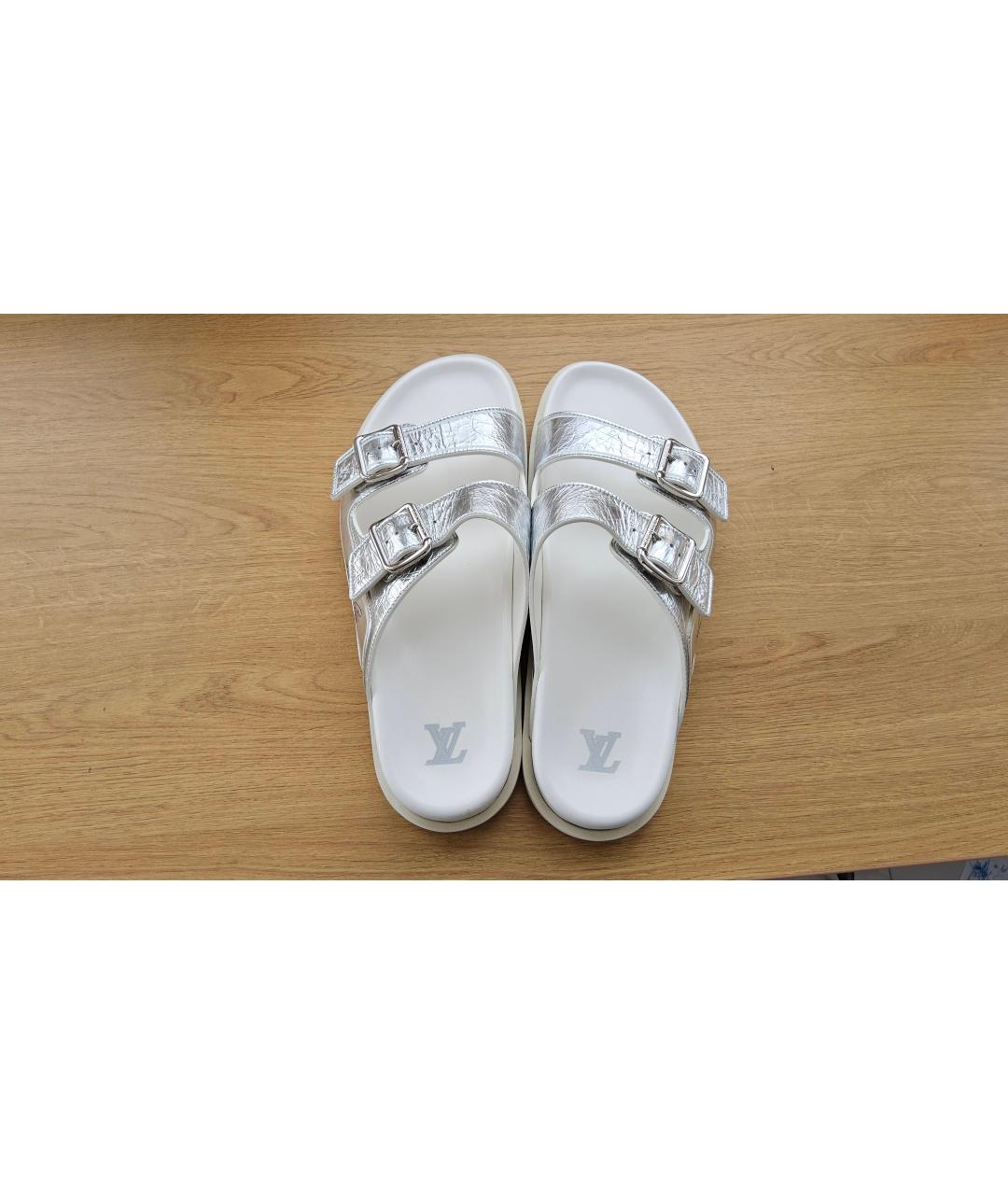 LOUIS VUITTON PRE-OWNED Серебряные кожаные сандалии, фото 3