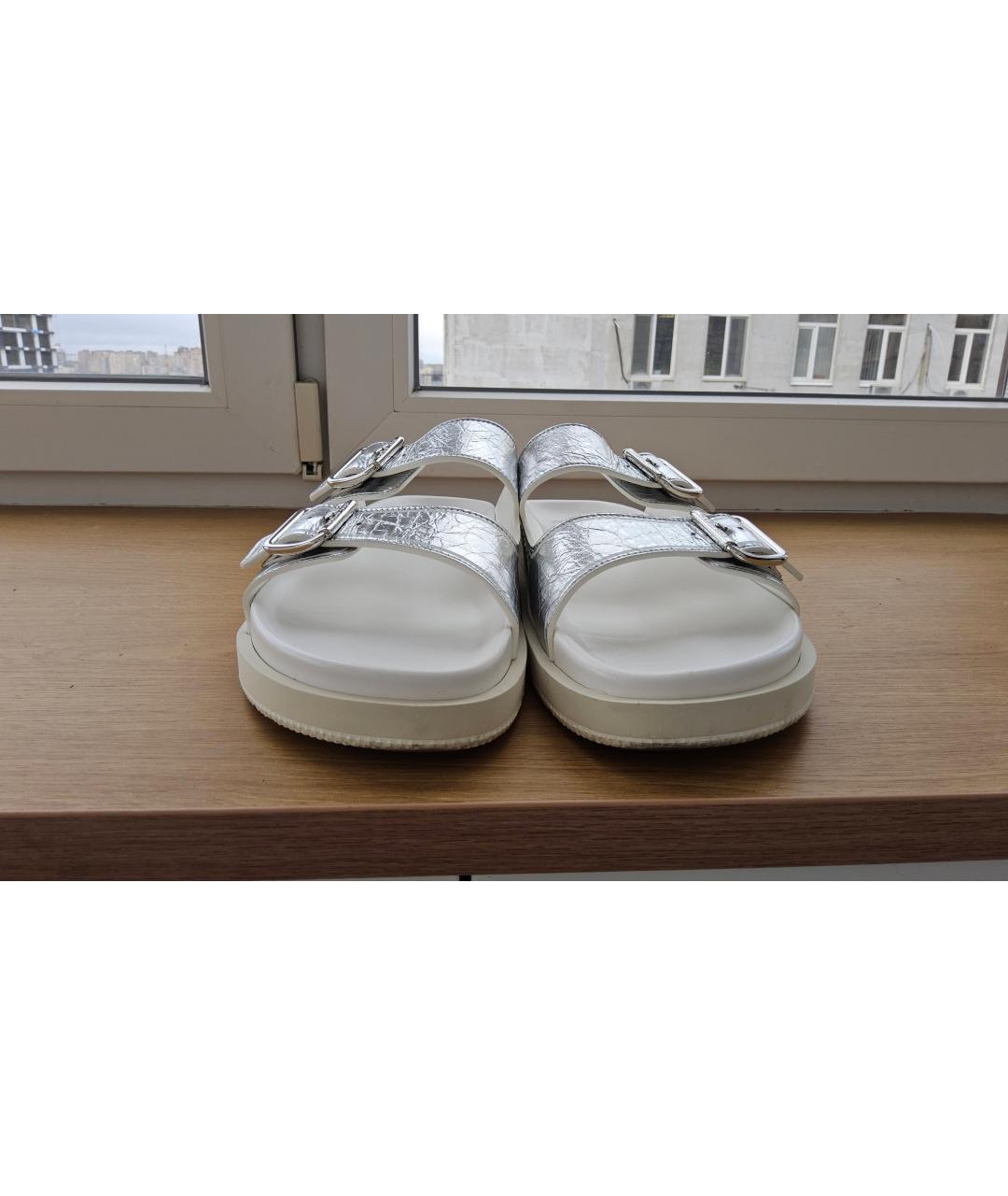 LOUIS VUITTON PRE-OWNED Серебряные кожаные сандалии, фото 2
