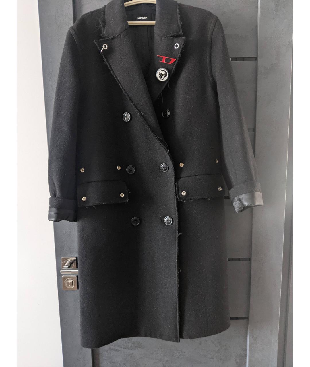 DIESEL Черное шерстяное пальто, фото 7