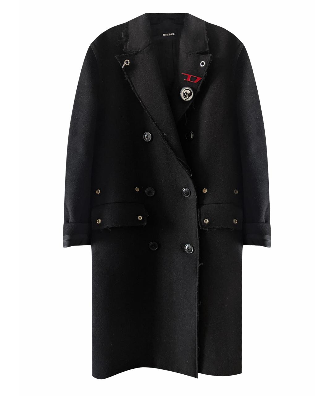 DIESEL Черное шерстяное пальто, фото 1