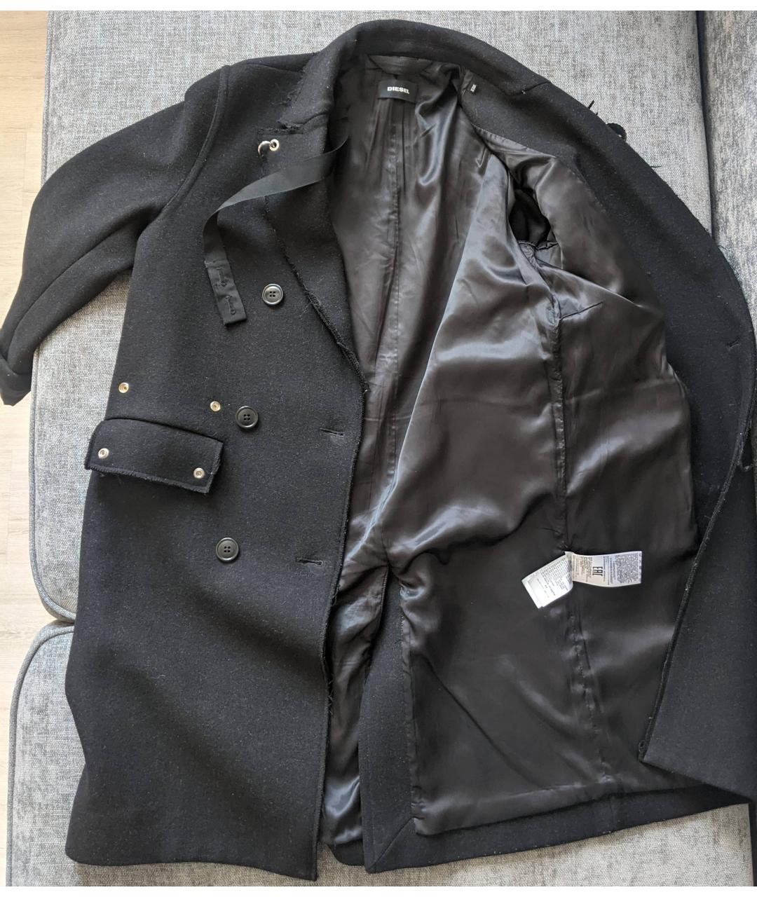 DIESEL Черное шерстяное пальто, фото 5