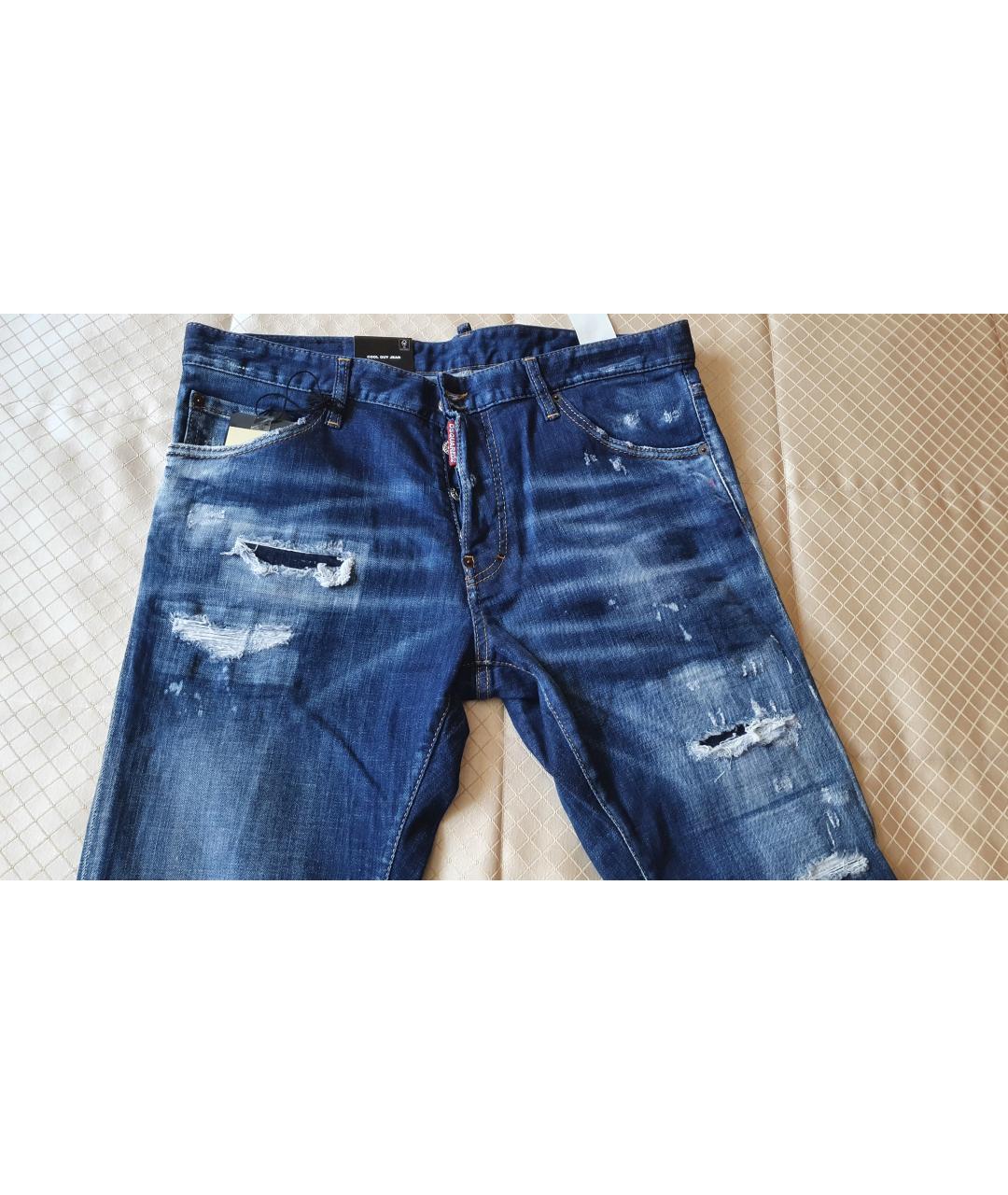 DSQUARED2 Синие хлопко-эластановые джинсы скинни, фото 8