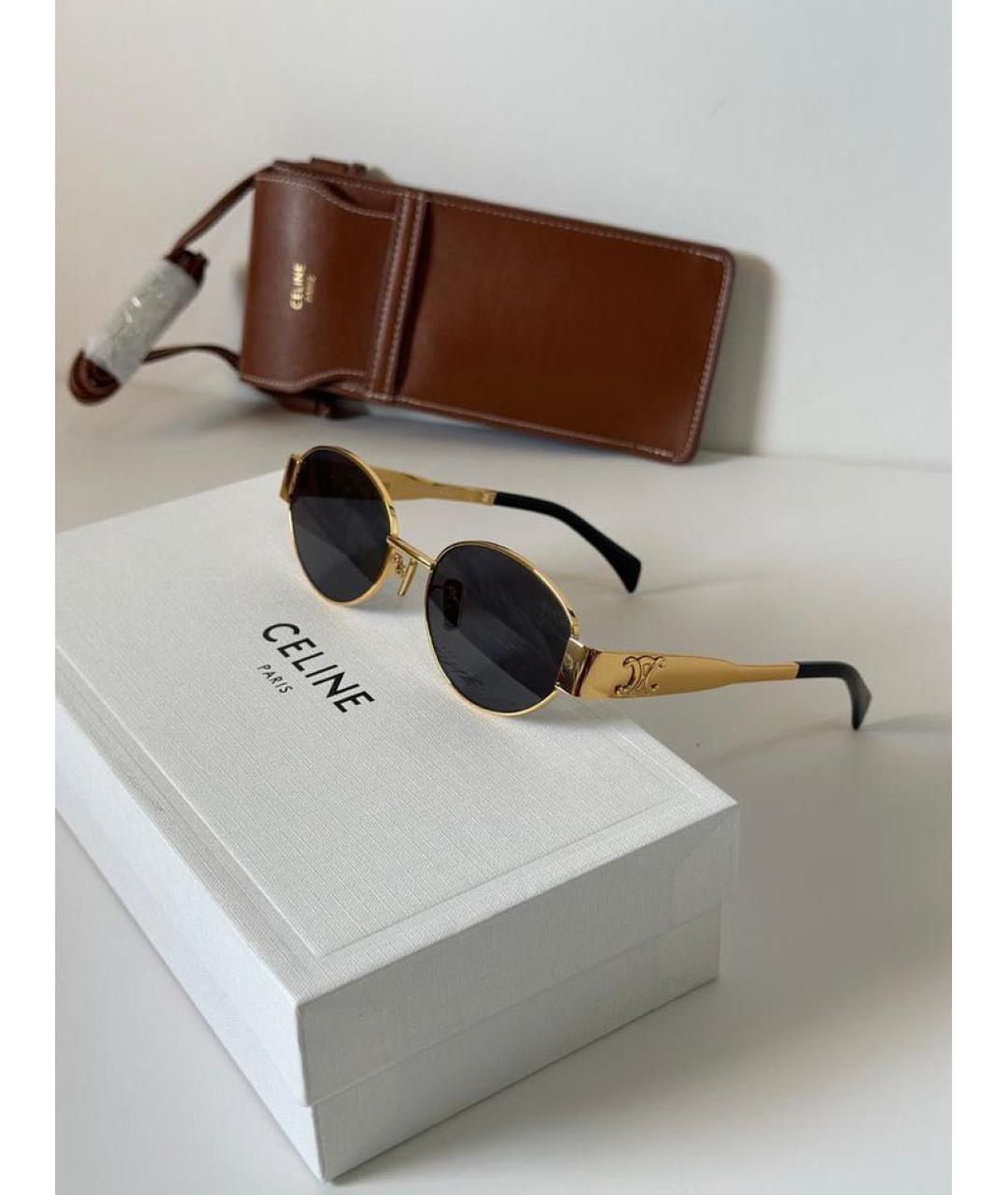 CELINE Золотые металлические солнцезащитные очки, фото 4