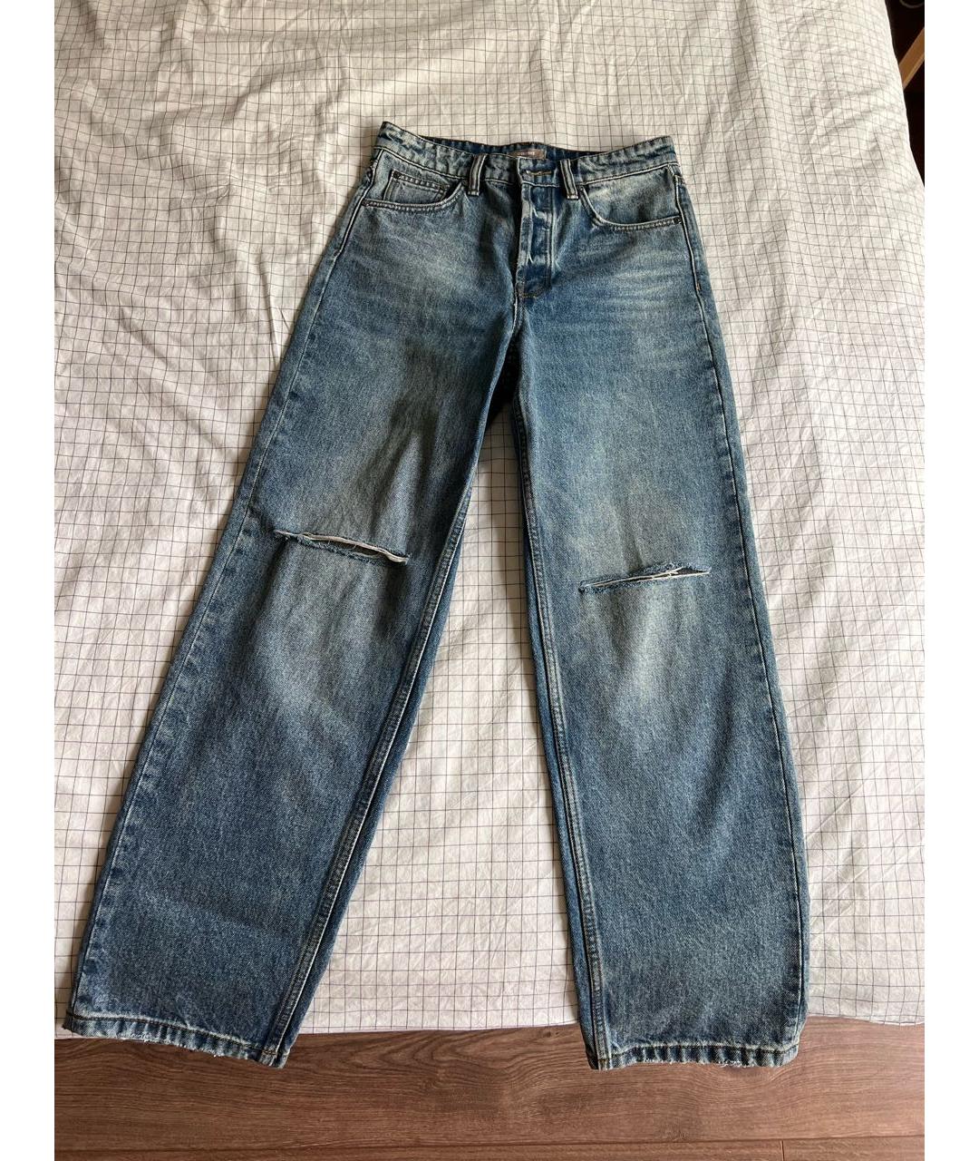 12 STOREEZ Голубые хлопковые прямые джинсы, фото 7