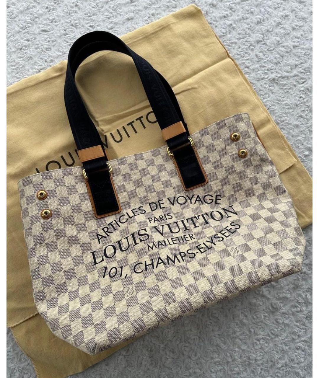 LOUIS VUITTON Бежевая твиловая сумка тоут, фото 2