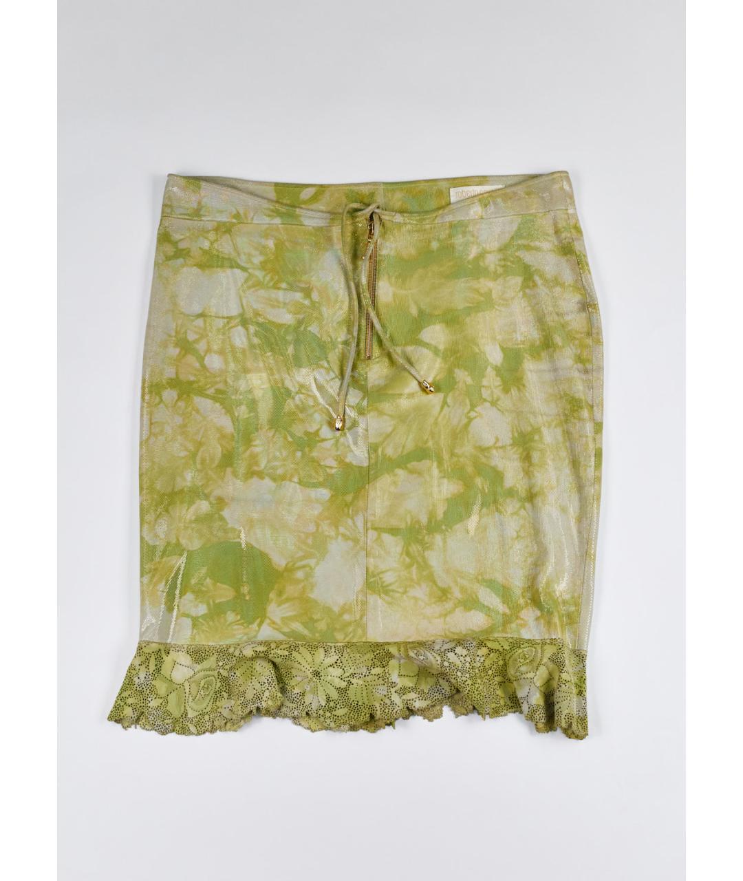 ROBERTO CAVALLI Зеленая кожаная юбка мини, фото 2
