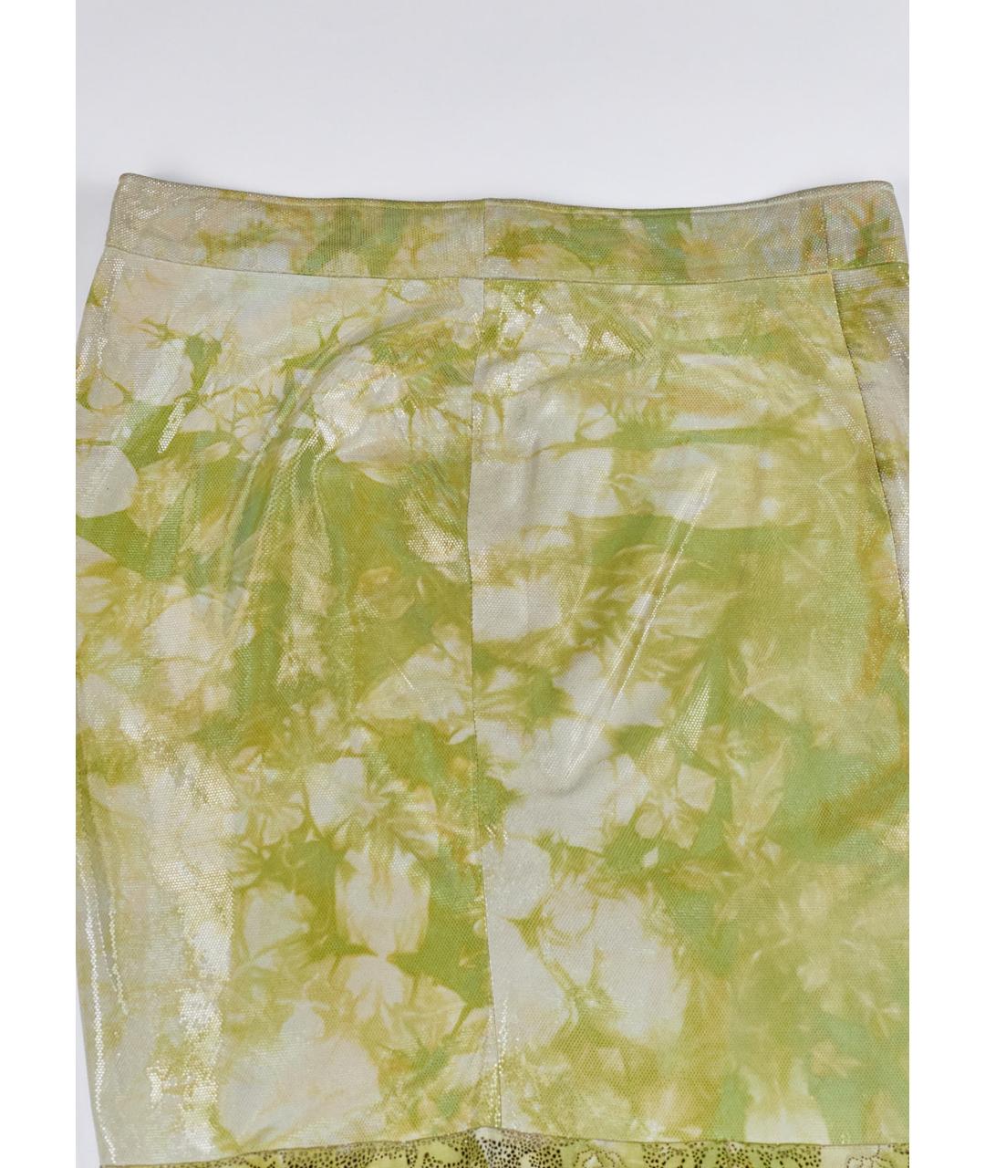 ROBERTO CAVALLI Зеленая кожаная юбка мини, фото 4