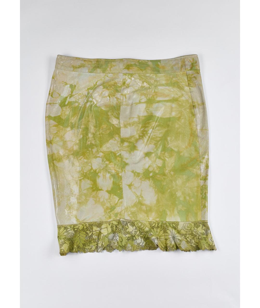 ROBERTO CAVALLI Зеленая кожаная юбка мини, фото 5