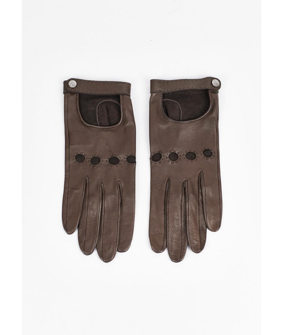 CELINE PRE-OWNED Коричневые кожаные перчатки, фото 5