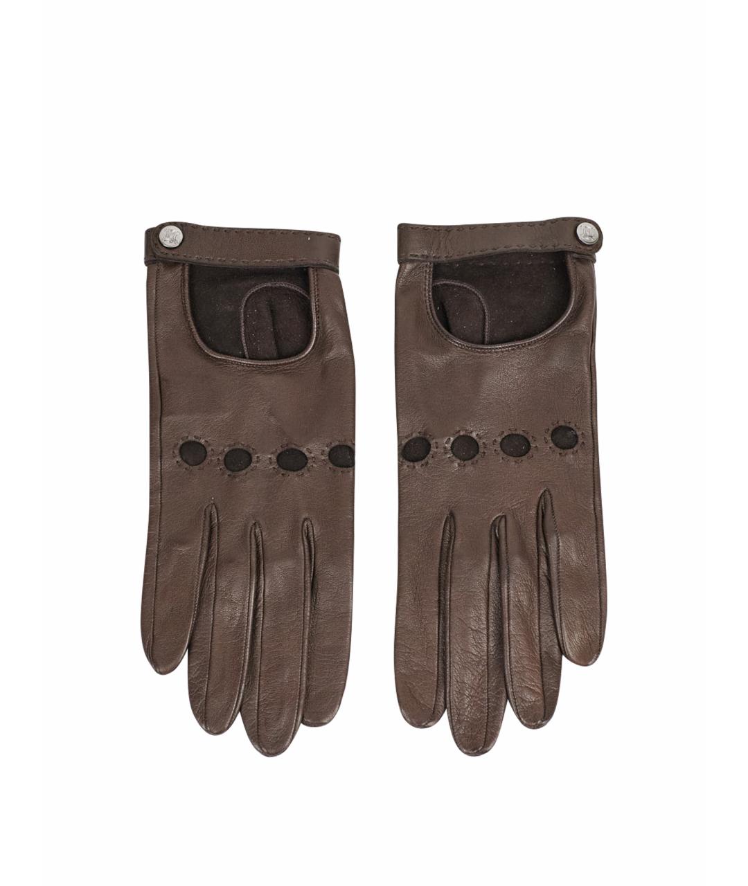 CELINE Коричневые кожаные перчатки, фото 1