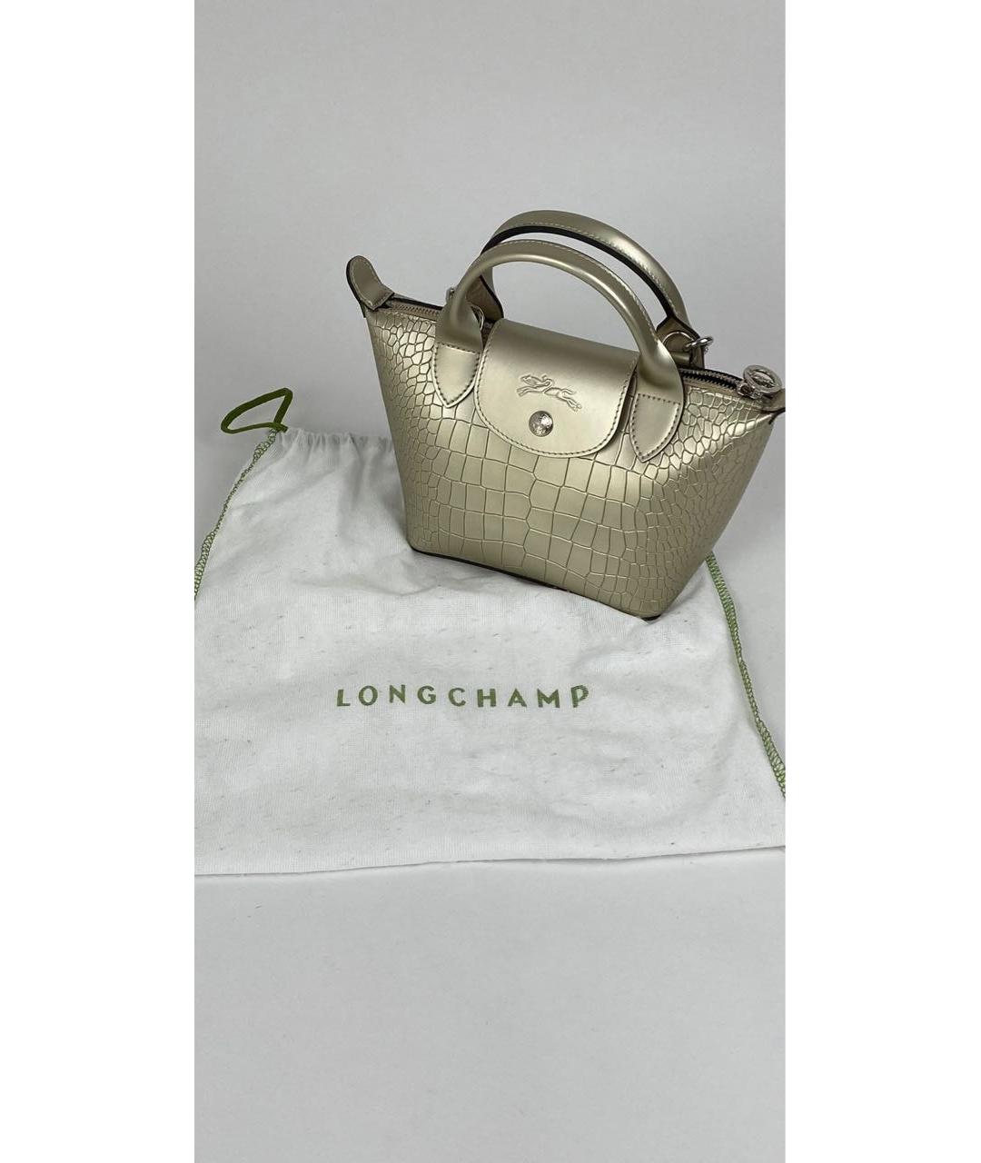LONGCHAMP Золотая кожаная сумка с короткими ручками, фото 2