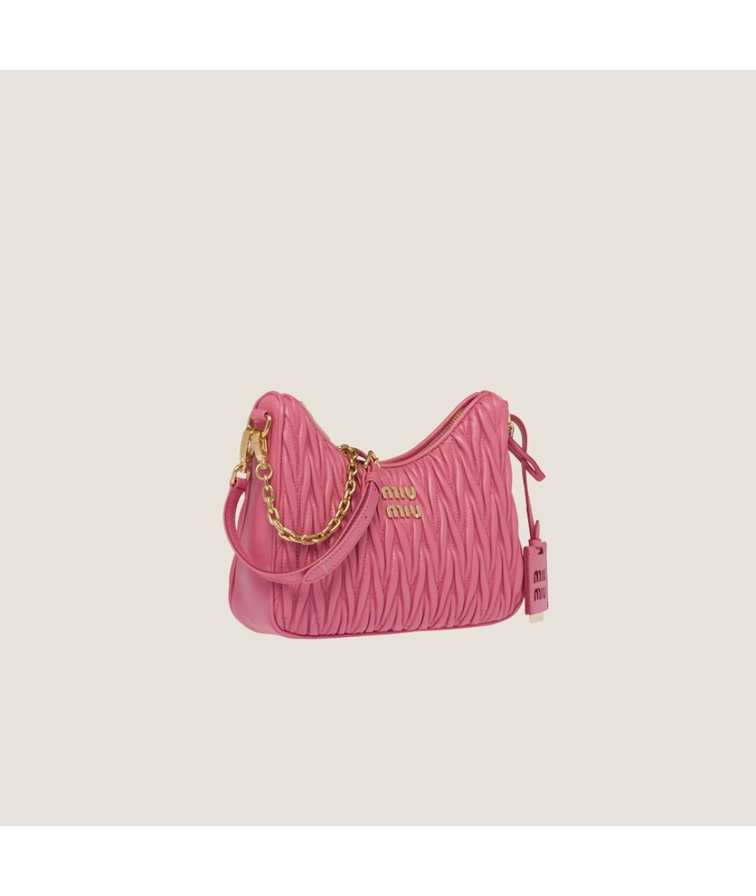 MIU MIU Розовая кожаная сумка через плечо, фото 2