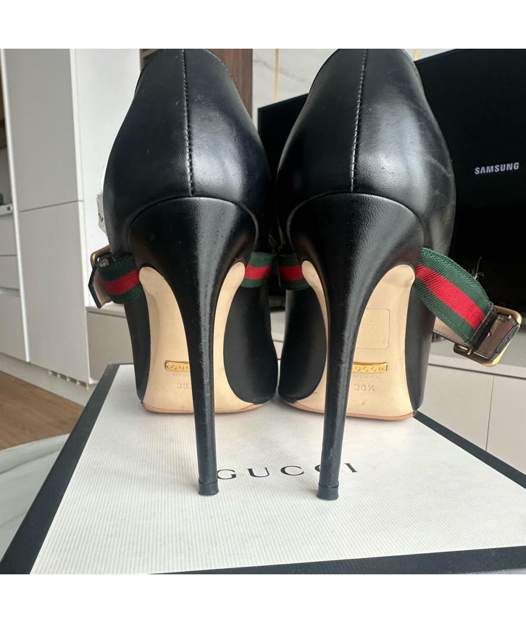 GUCCI Черные кожаные туфли, фото 3