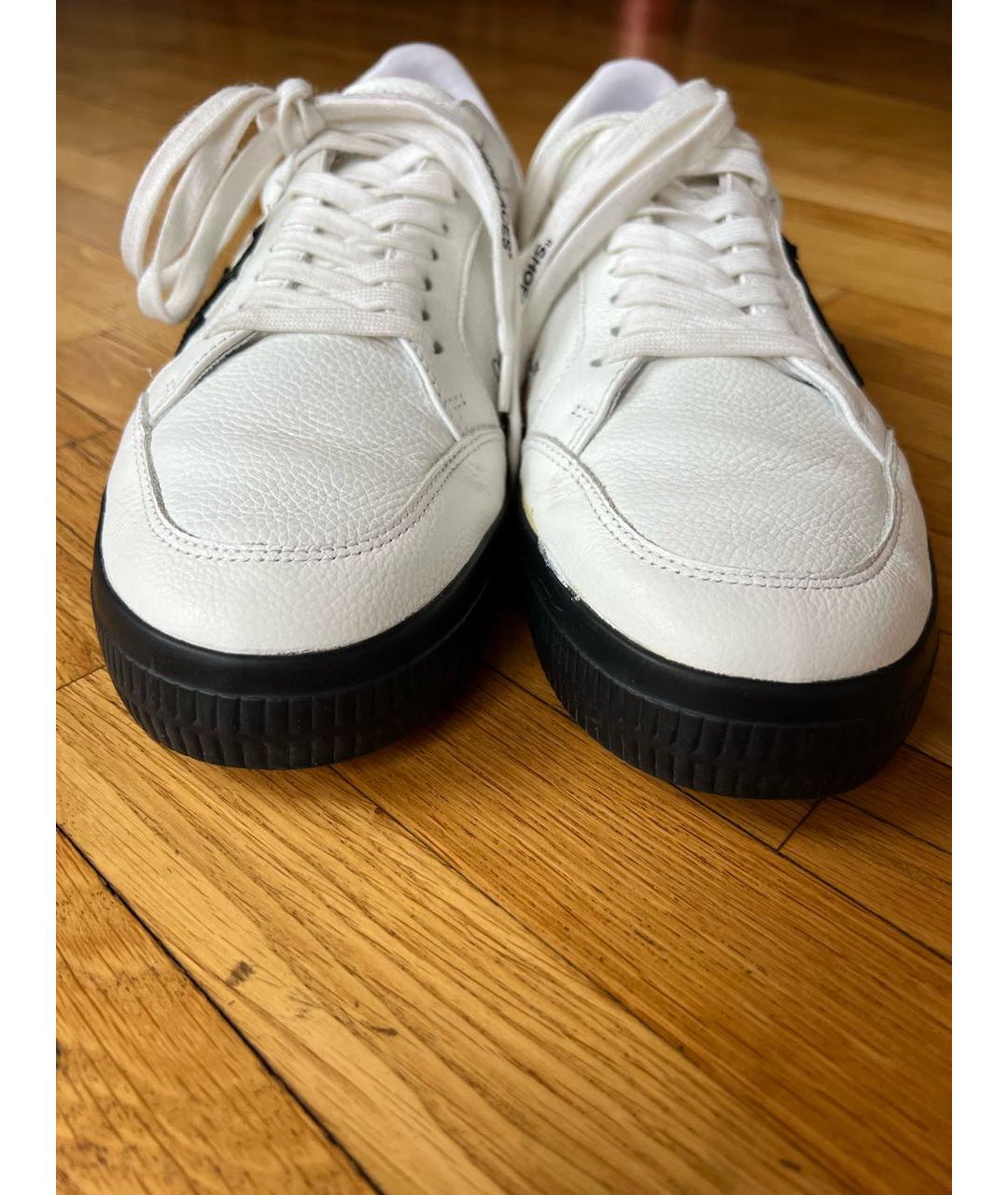 OFF-WHITE Белые кожаные низкие кроссовки / кеды, фото 2