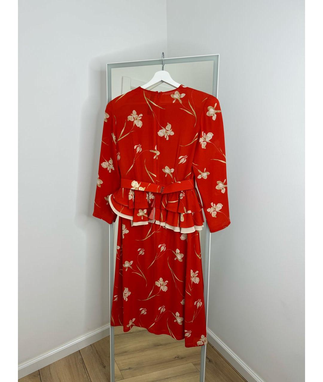 ULYANA SERGEENKO Красное шелковое повседневное платье, фото 5
