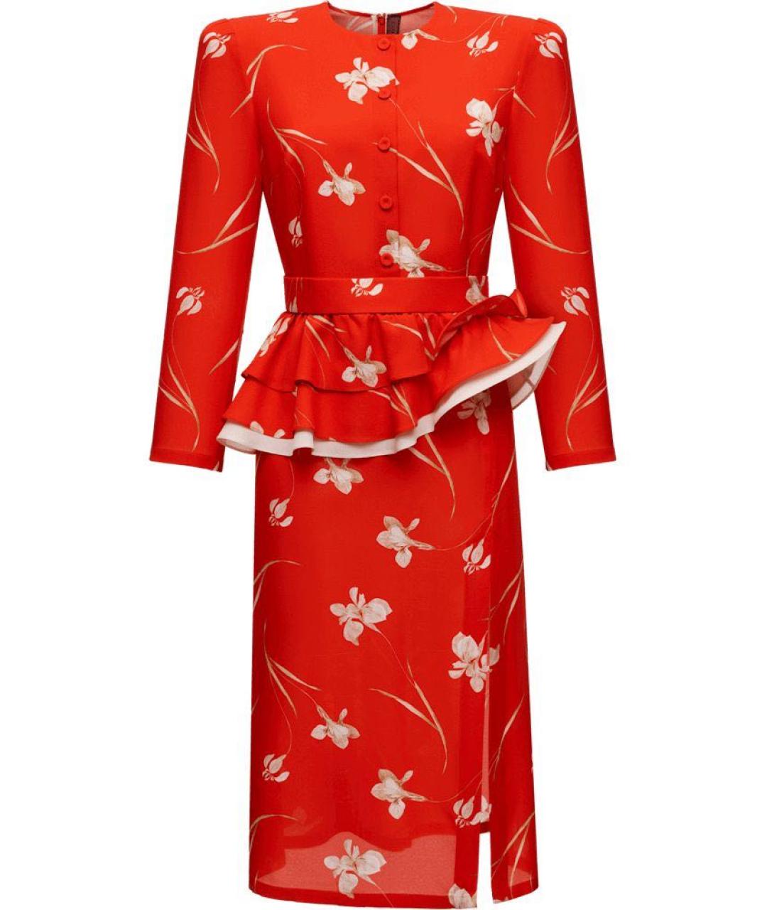 ULYANA SERGEENKO Красное шелковое повседневное платье, фото 1