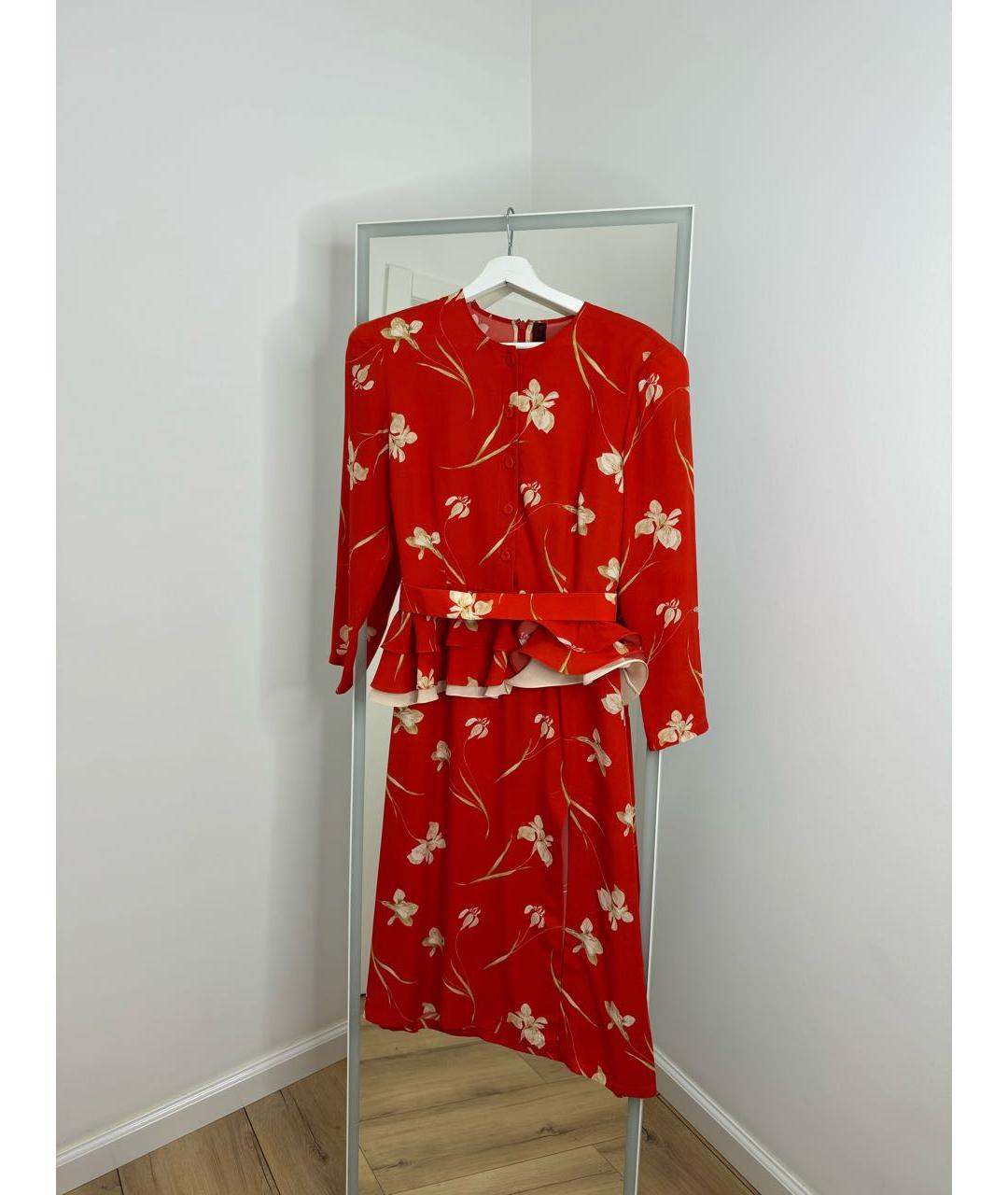 ULYANA SERGEENKO Красное шелковое повседневное платье, фото 2