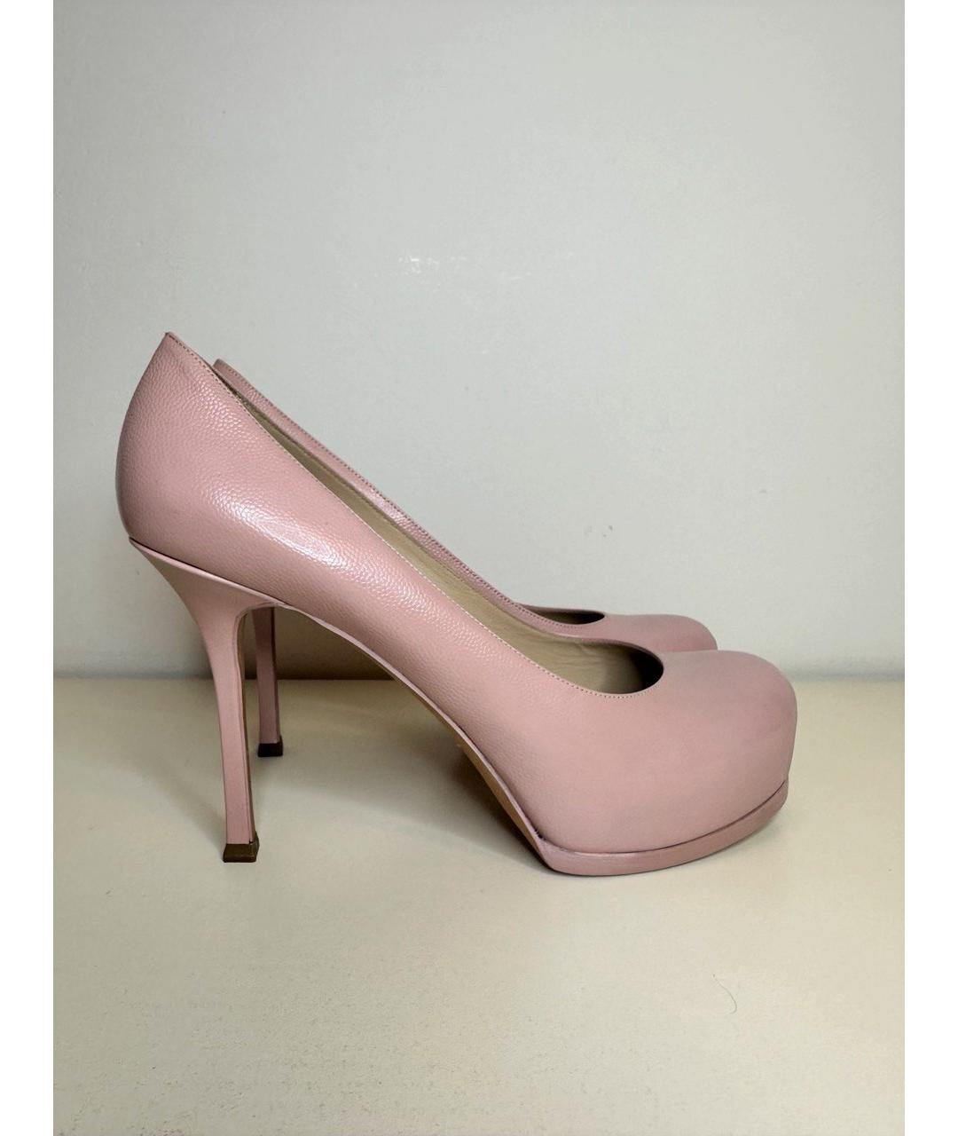 SAINT LAURENT Розовые кожаные туфли, фото 5