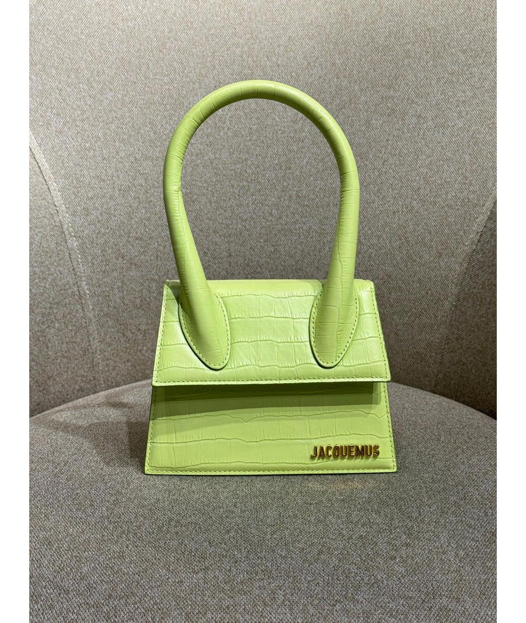 JACQUEMUS Салатовая кожаная сумка через плечо, фото 2