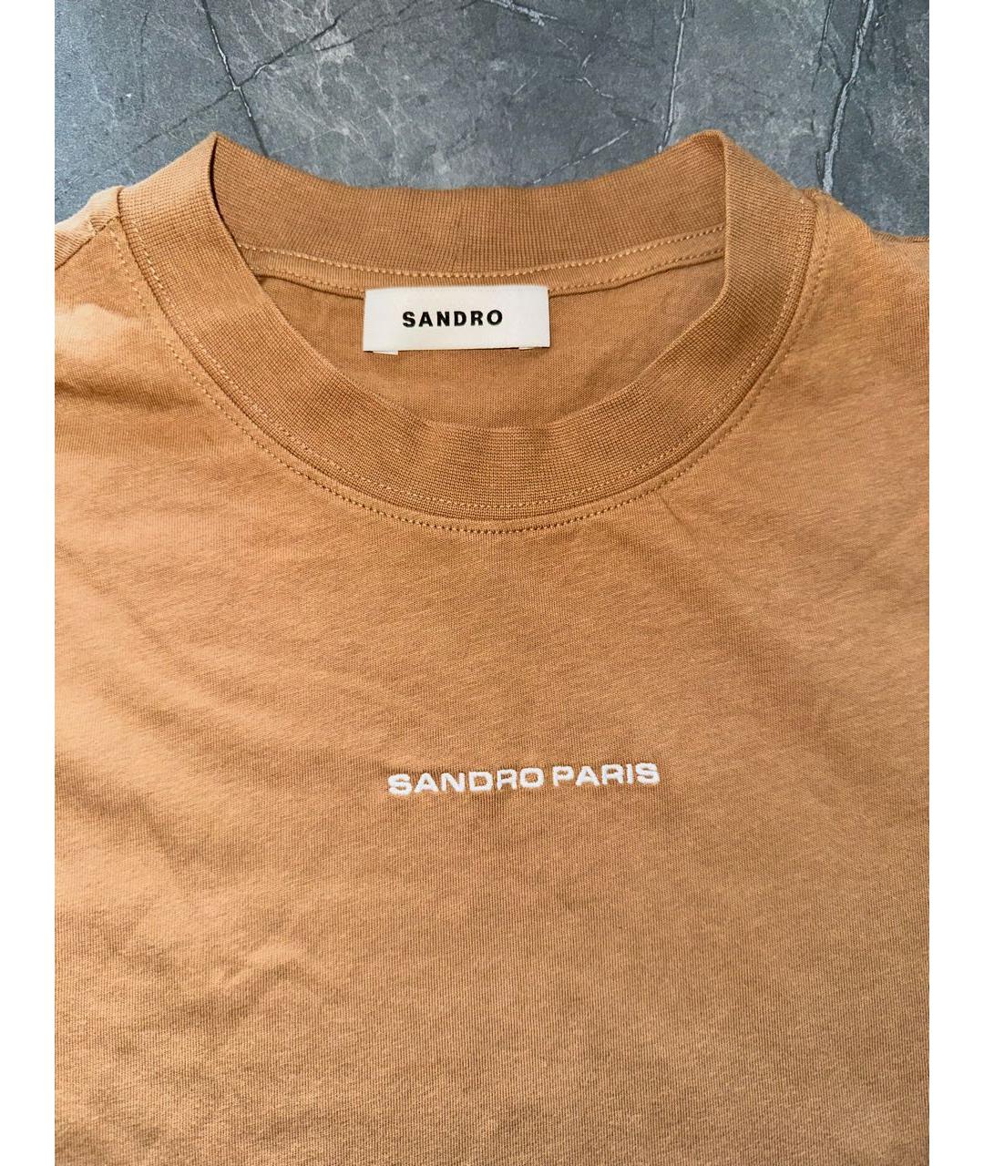 SANDRO Бежевая хлопковая футболка, фото 2