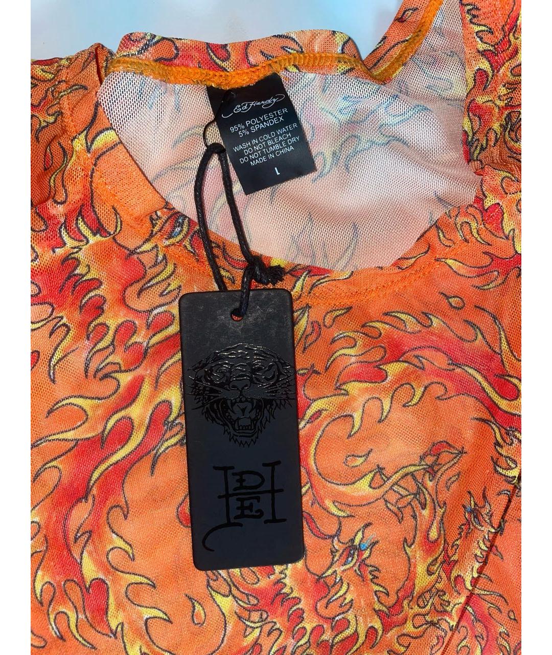 ED HARDY Оранжевое полиэстеровое повседневное платье, фото 4