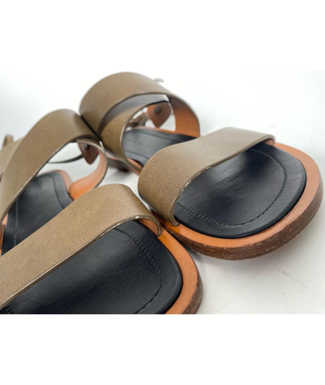 CELINE PRE-OWNED Хаки кожаные сандалии, фото 4