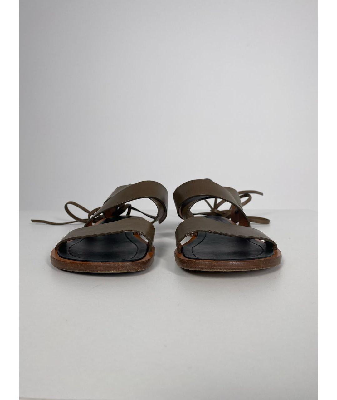 CELINE Хаки кожаные сандалии, фото 2