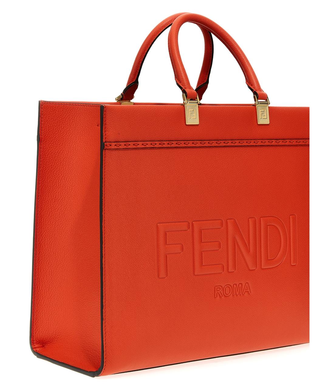 FENDI Красная кожаная сумка тоут, фото 3