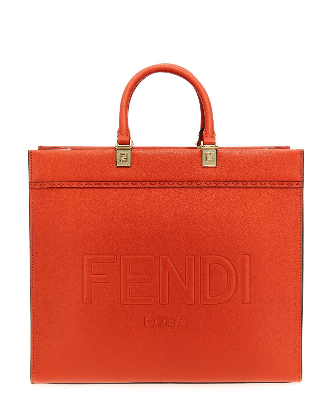 FENDI Красная кожаная сумка тоут, фото 1