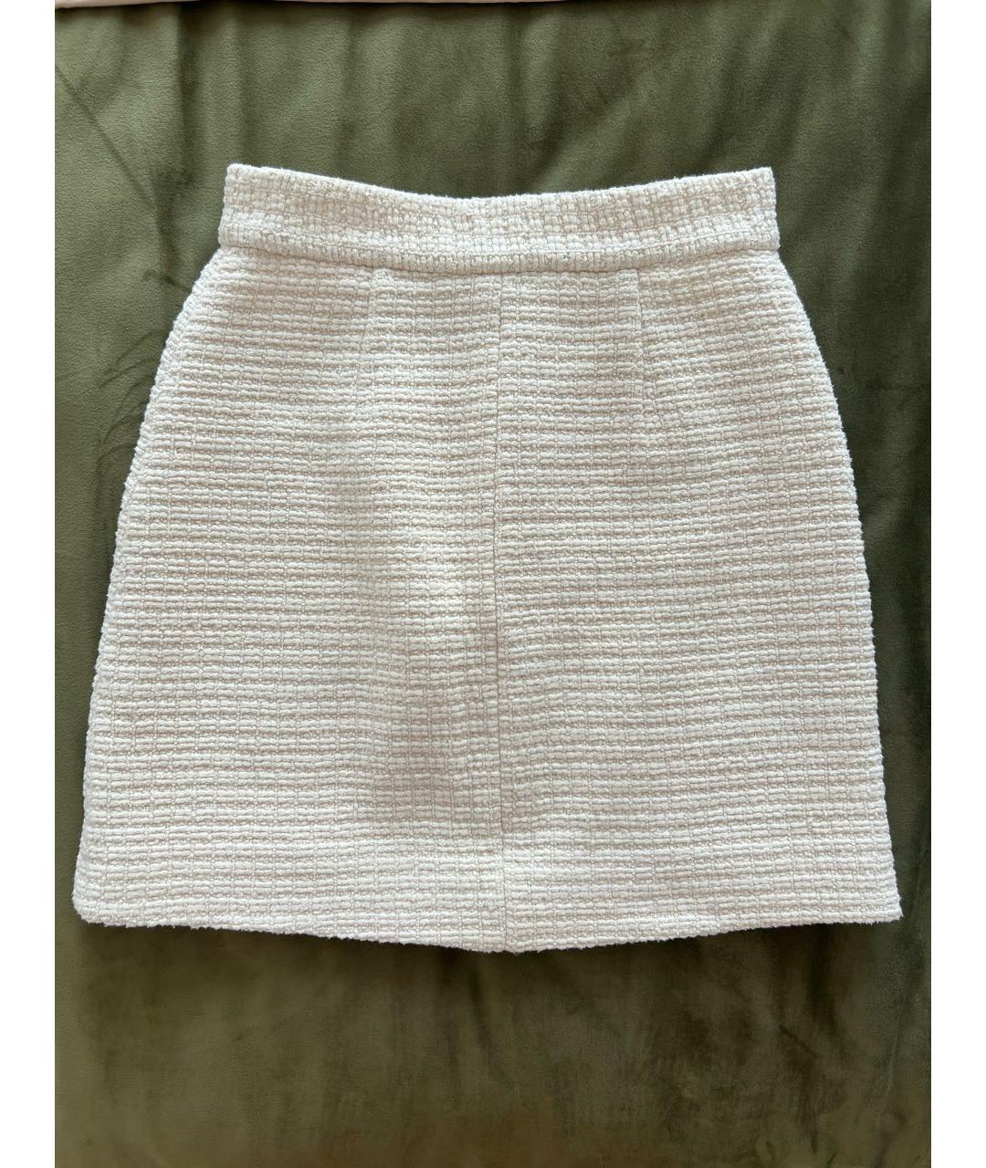MAJE Белая твидовая юбка мини, фото 2