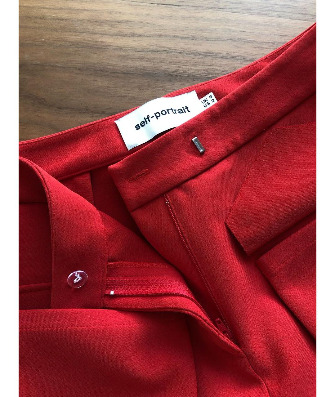 SELF-PORTRAIT Красные прямые брюки, фото 3