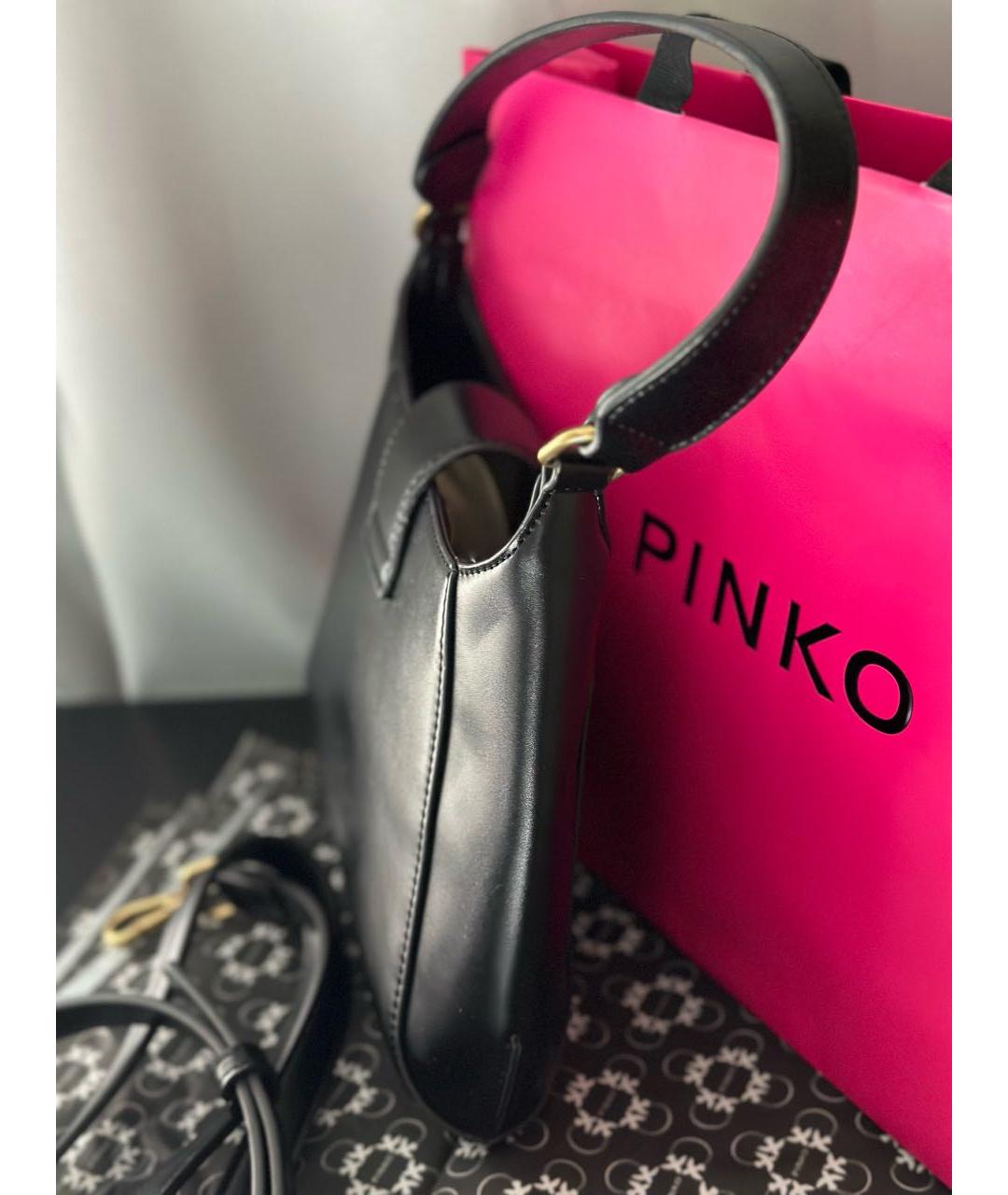 PINKO Черная кожаная сумка с короткими ручками, фото 2