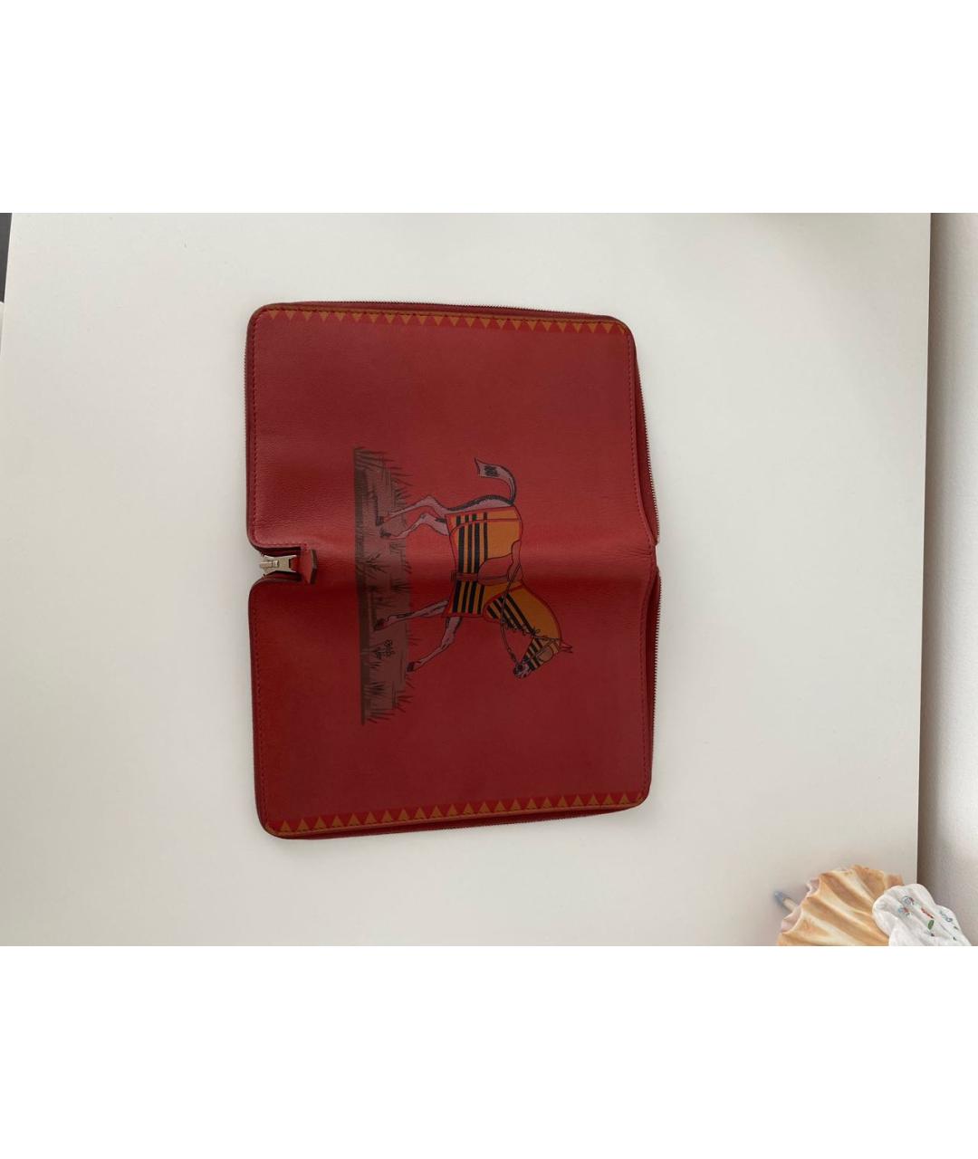 HERMES PRE-OWNED Бордовый кожаный кошелек, фото 2