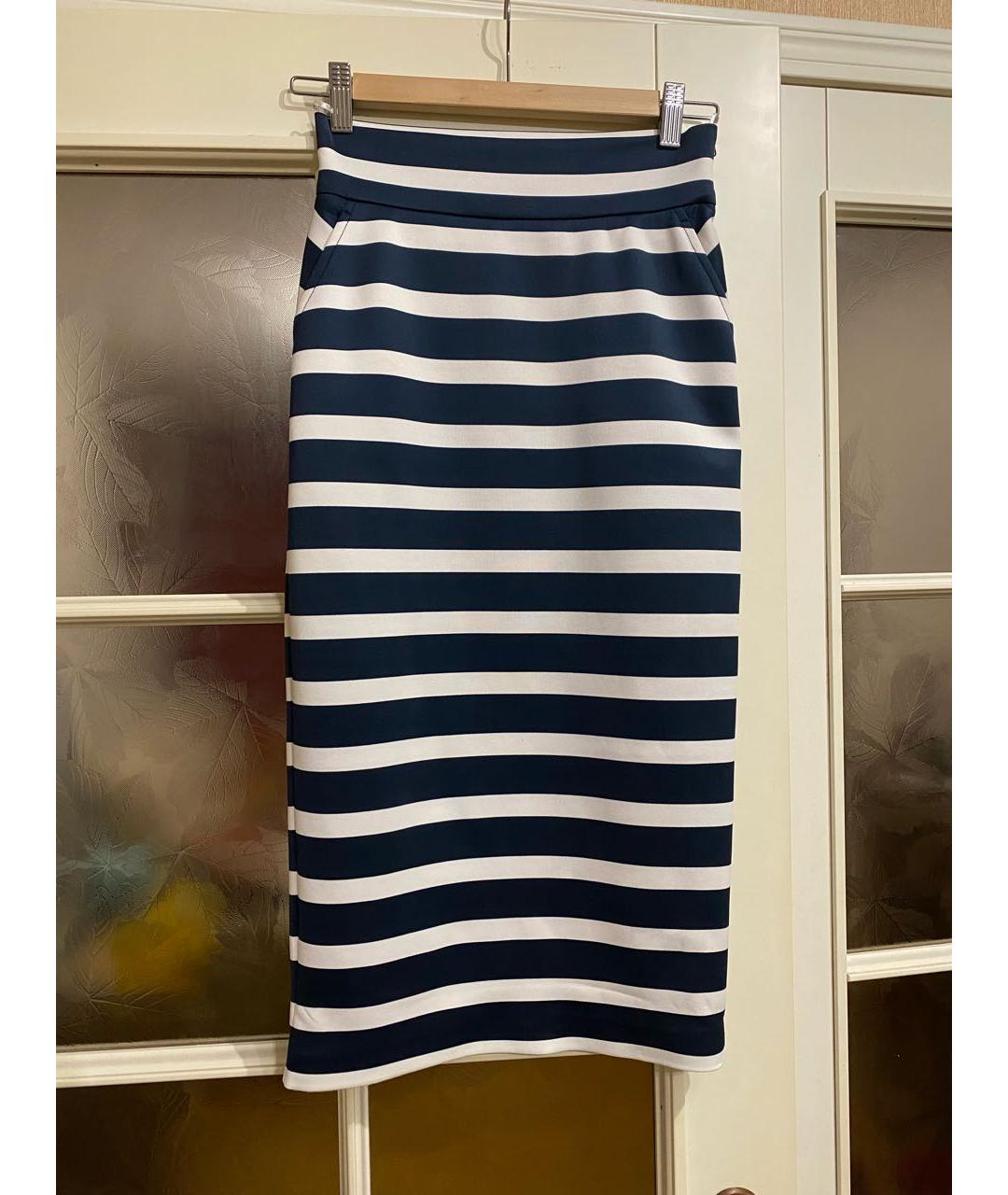 PINKO Темно-синяя полиамидовая юбка миди, фото 8