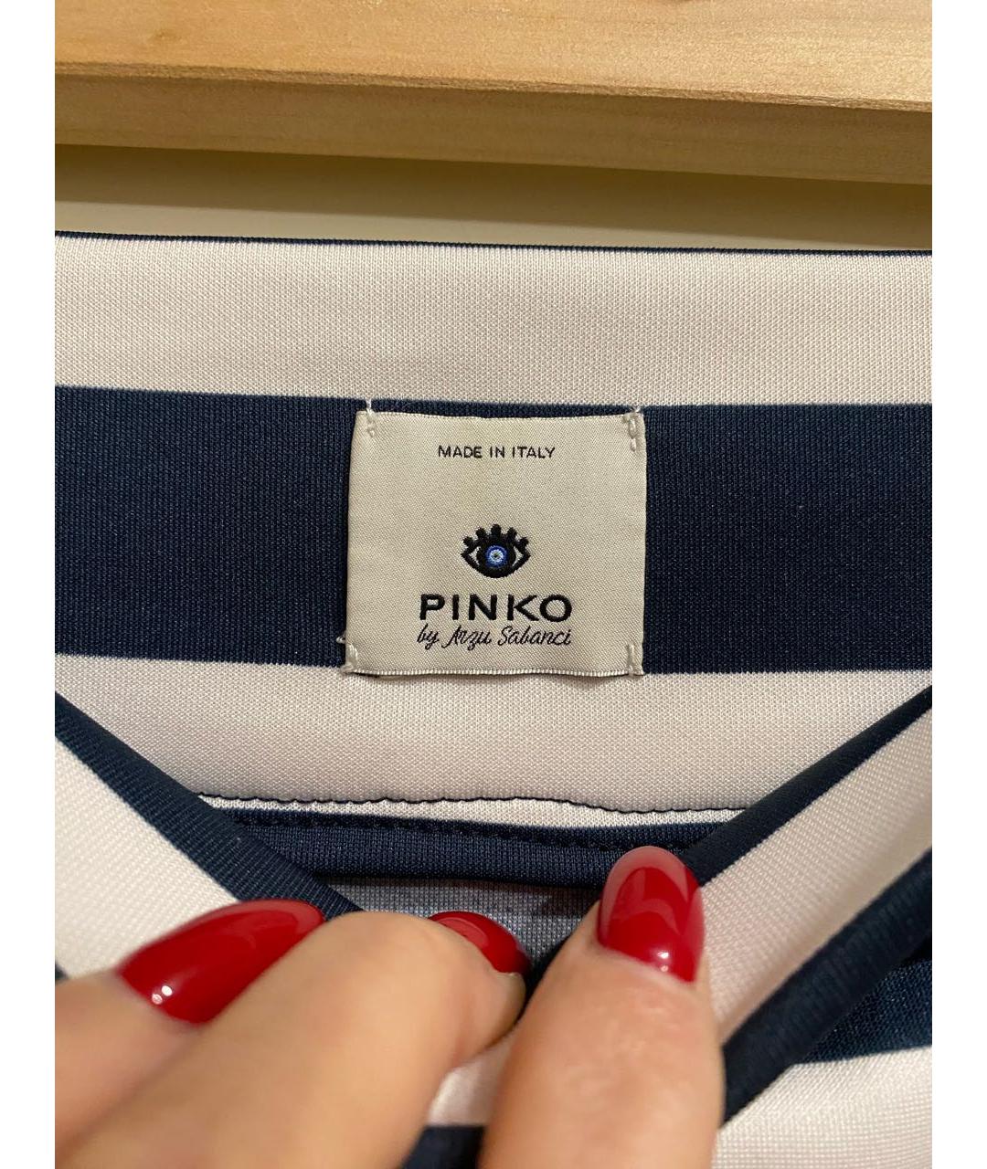 PINKO Темно-синяя полиамидовая юбка миди, фото 3