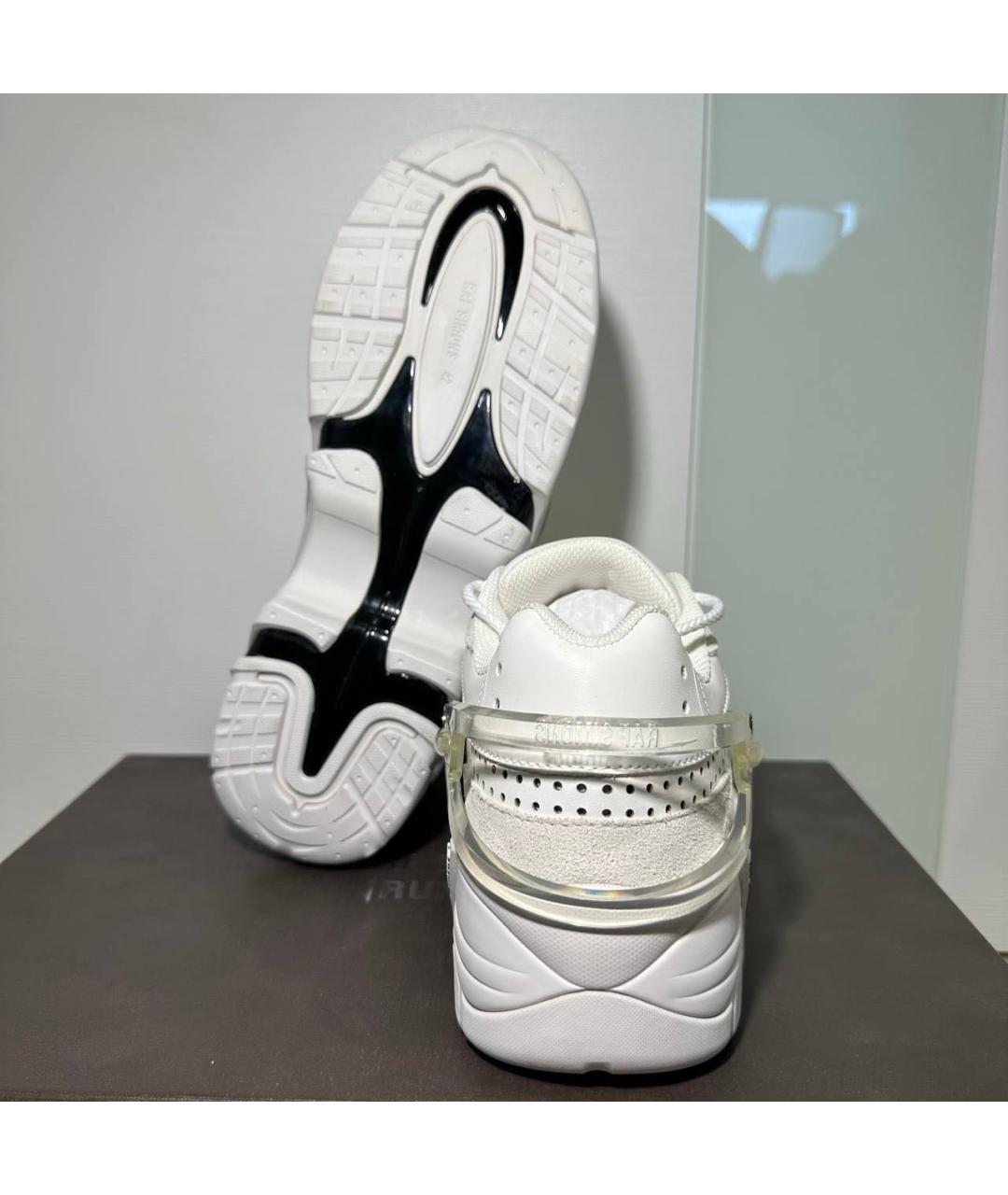 RAF SIMONS Белые кожаные низкие кроссовки / кеды, фото 3