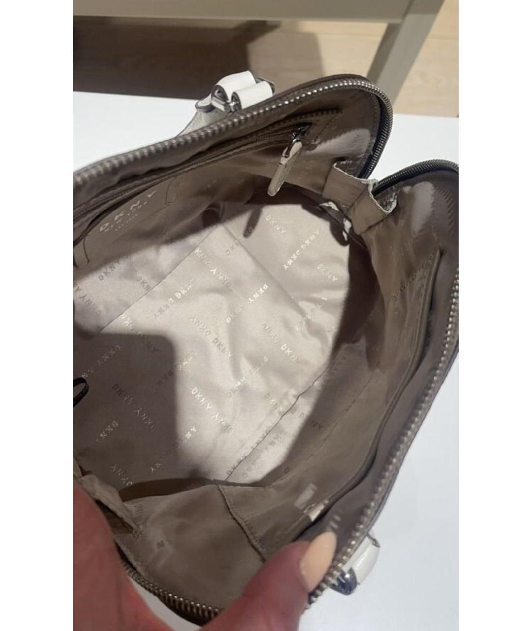 DKNY Коричневая кожаная сумка с короткими ручками, фото 4