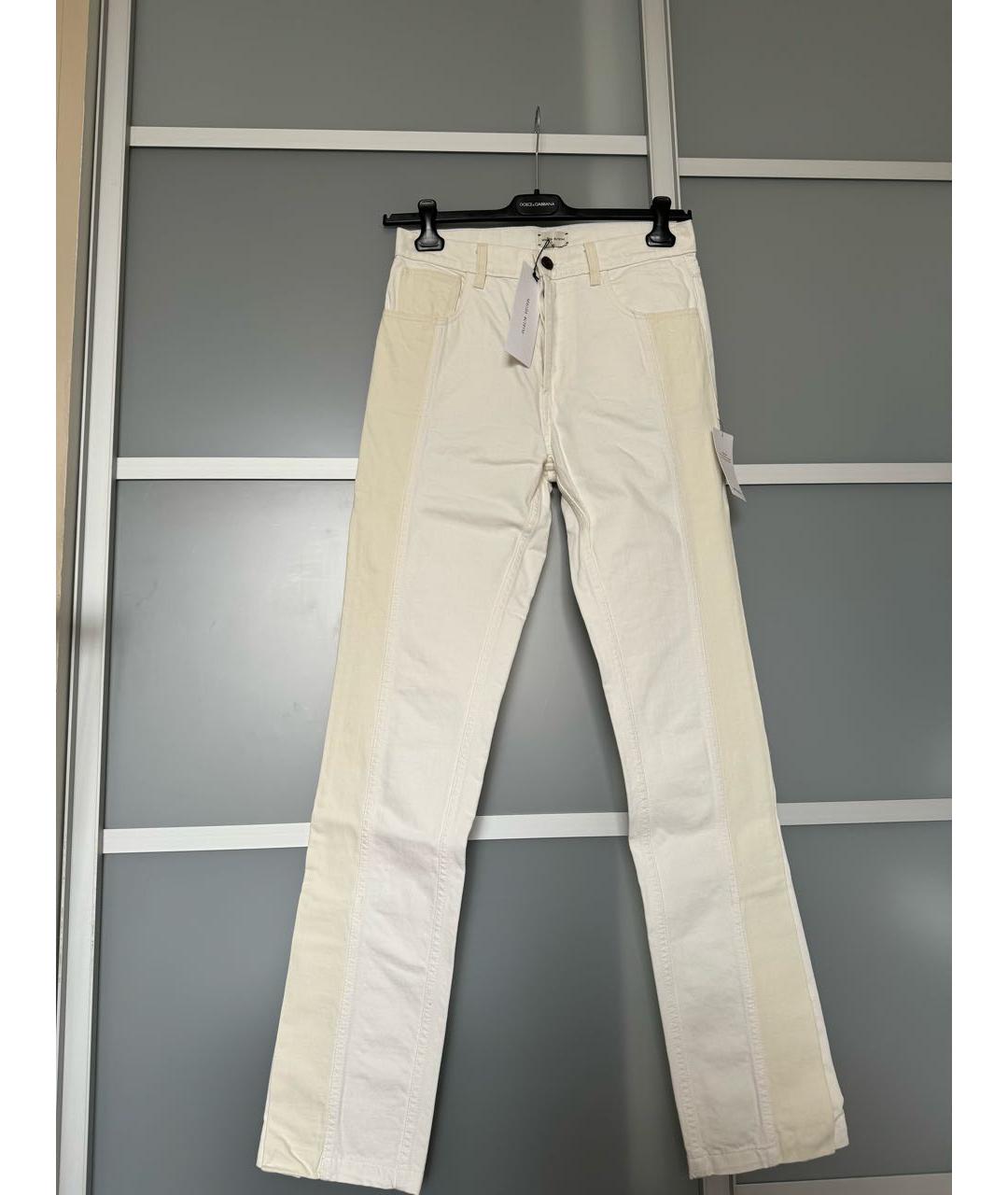 MAGDA BUTRYM Белые хлопковые прямые джинсы, фото 8