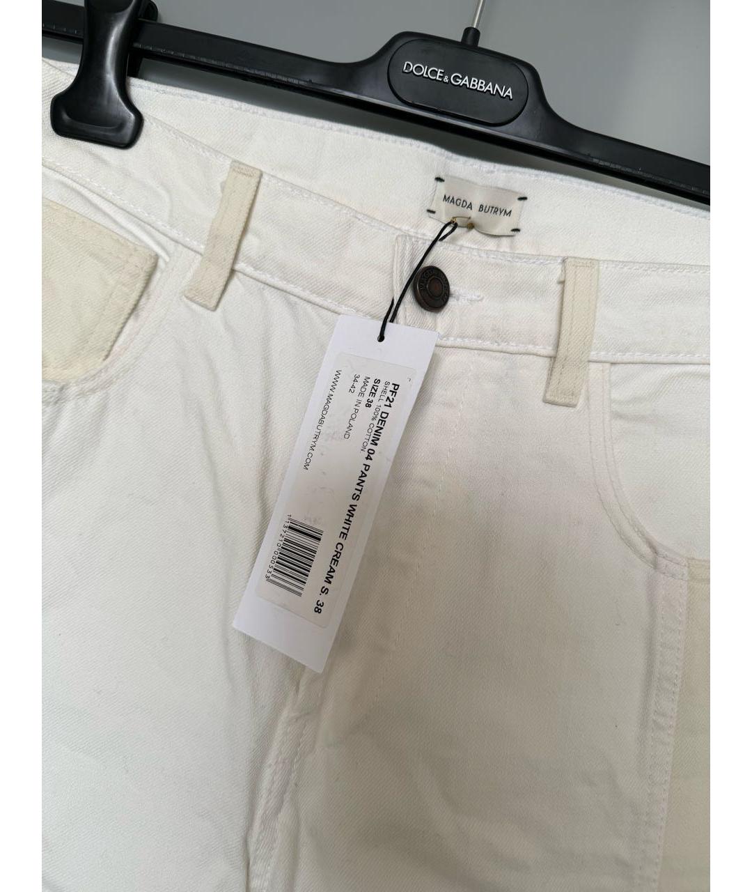 MAGDA BUTRYM Белые хлопковые прямые джинсы, фото 3