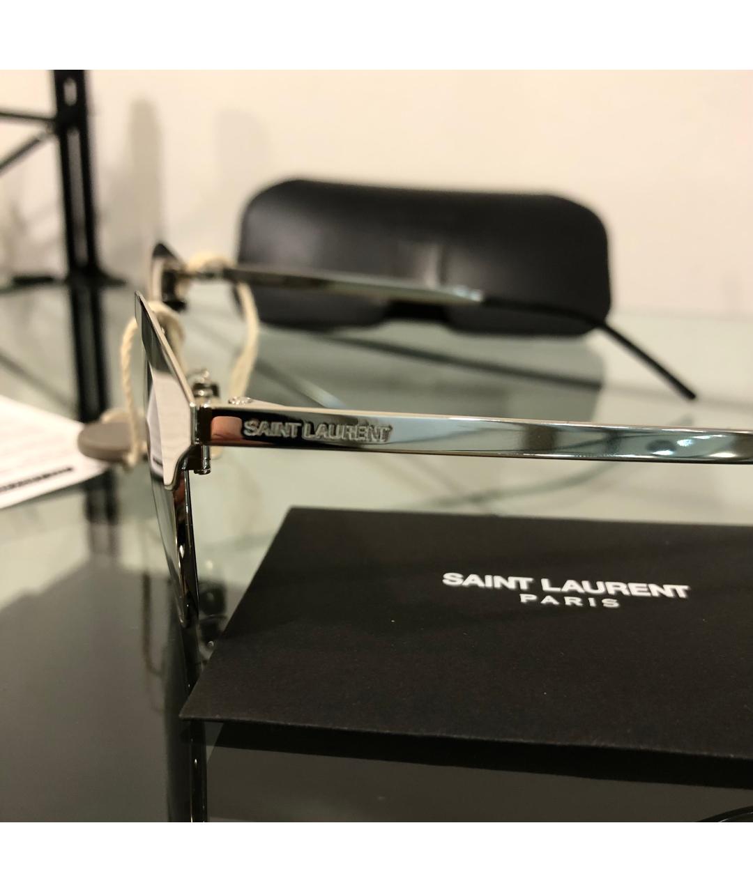 SAINT LAURENT Серебряные металлические солнцезащитные очки, фото 3