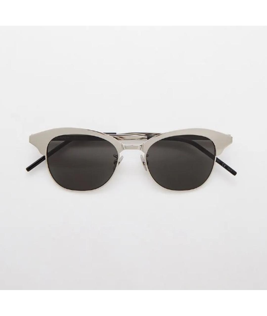 SAINT LAURENT Серебряные металлические солнцезащитные очки, фото 10