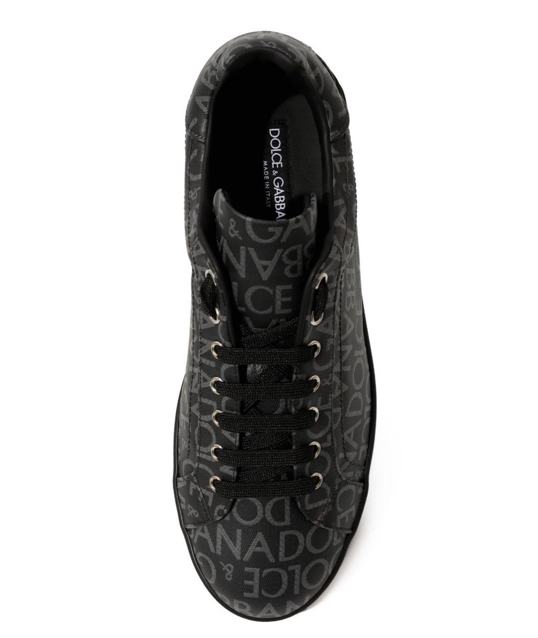 DOLCE&GABBANA Черные текстильные низкие кроссовки / кеды, фото 4